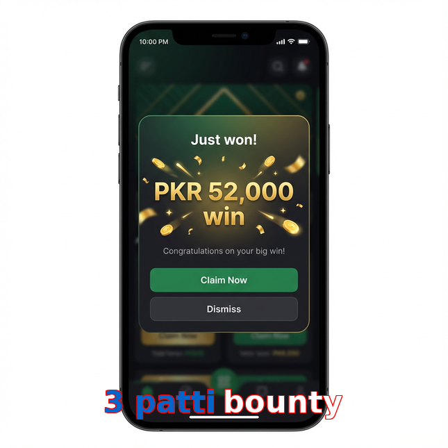 Main screen of 3 Patti Bounty win page for PK players